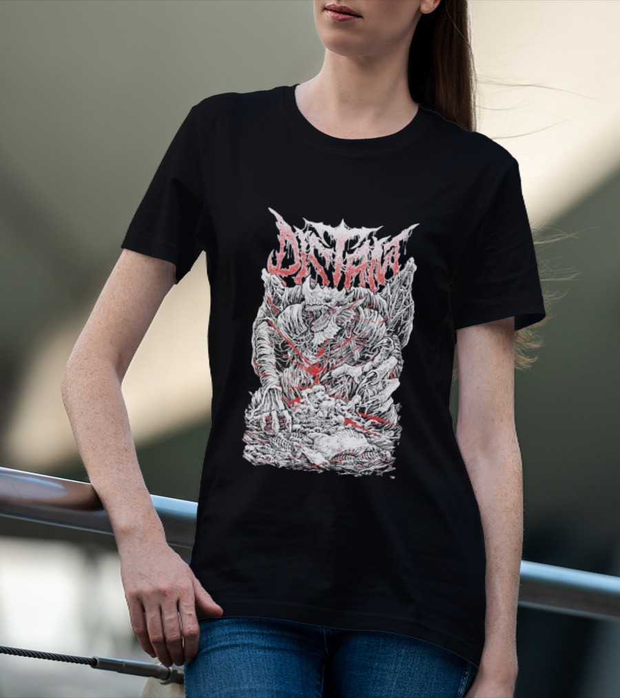 Distant Dragonkin Horror Fantasy Detailed Monster T-Shirt