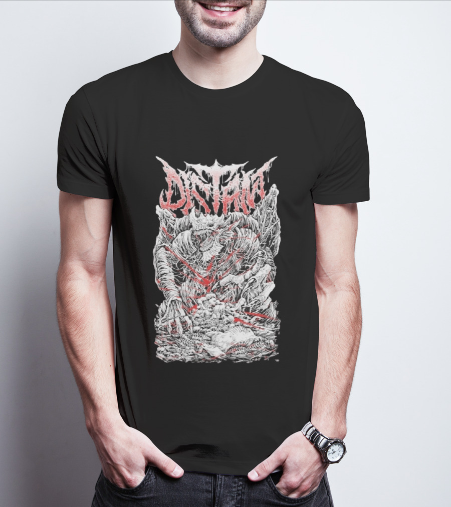 Distant Dragonkin Horror Fantasy Detailed Monster T-Shirt