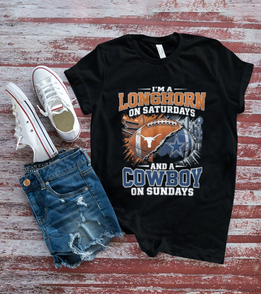 Texas Longhorn On Saturdays Dallas Cowboys On Sundays Fan Gear T-Shirt