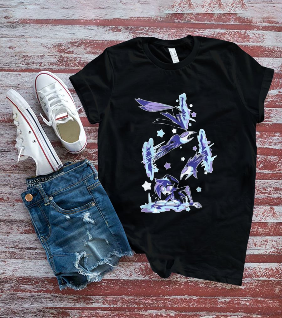 Shark Robot Octavia Portal Animated Illustration With Stars And Blue Avian T-Shirt