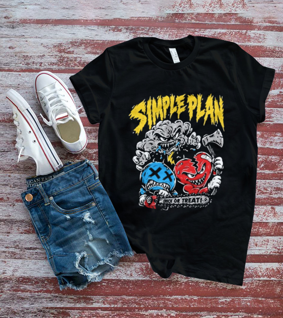 Simple Plan Halloween Trick Or Treat Monsters Axes T-Shirt