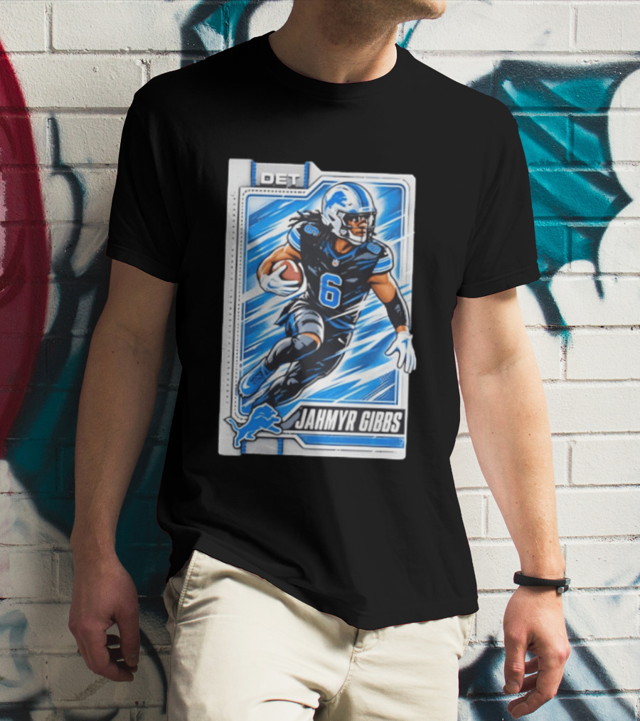 Jahmyr Gibbs DET 6 Football Card Detroit Lions T-Shirt