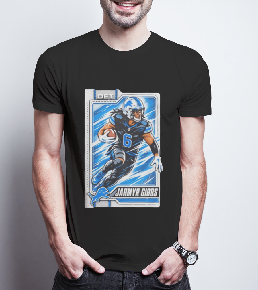 Jahmyr Gibbs DET 6 Football Card Detroit Lions T-Shirt