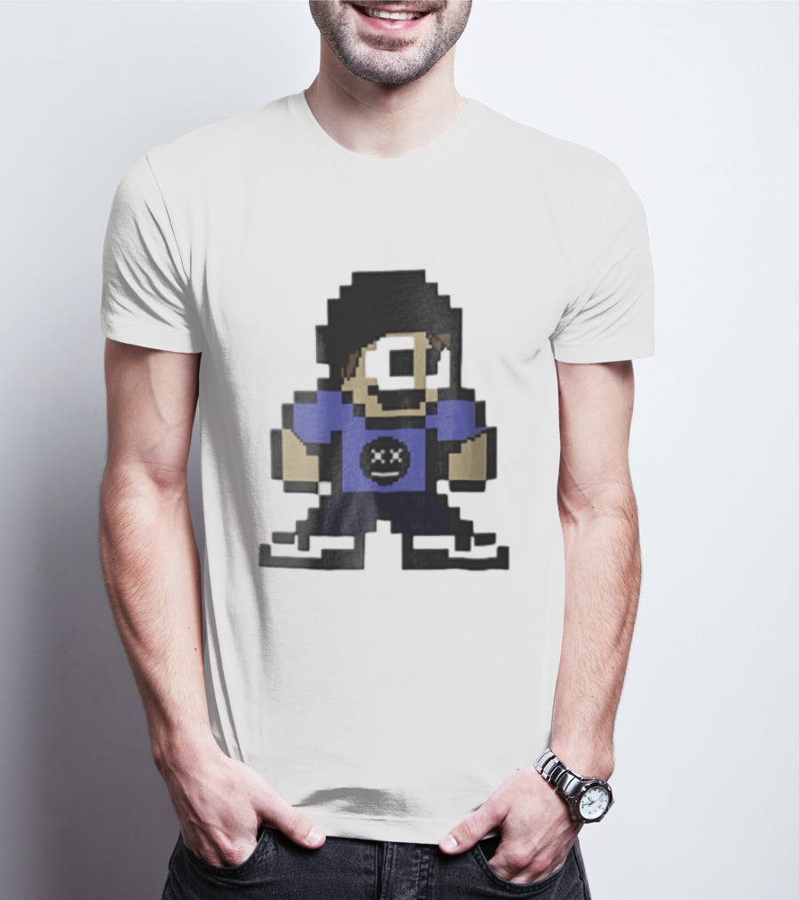 Eddsworld Tom Pixel Art With Black Beanie And Blue T-Shirt