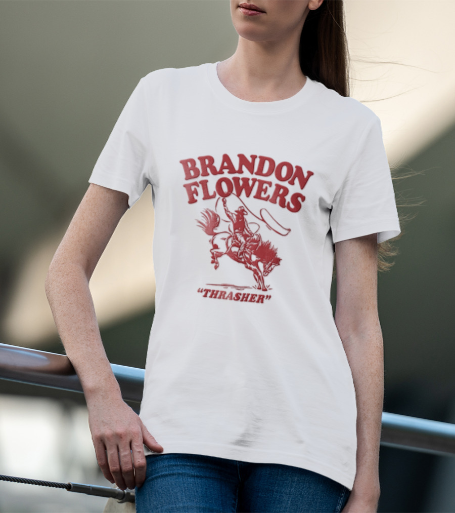 Brandon Flowers Kansas City Chiefs 24 Cowboy Riding Bucking Horse Lasso T-Shirt