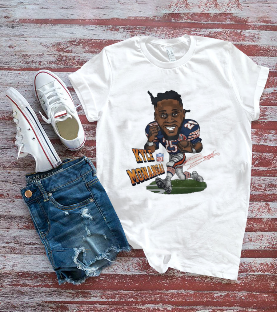 Kyle Monangai No 25 Chicago Bears Caricature Football T-Shirt