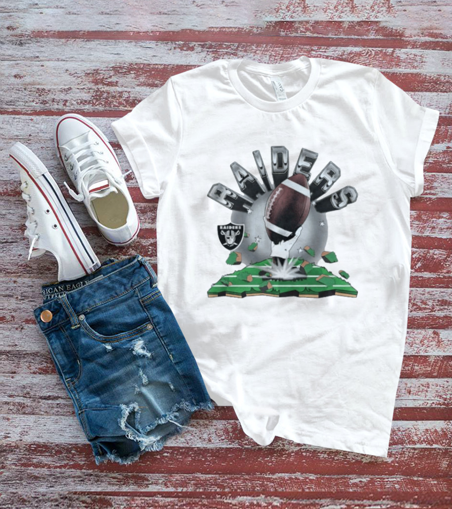 Raiders Football 2026 Explosive Clubhouse Breaking Through T-Shirt