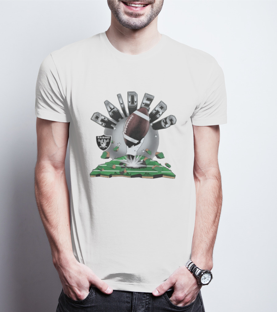 Raiders Football 2026 Explosive Clubhouse Breaking Through T-Shirt