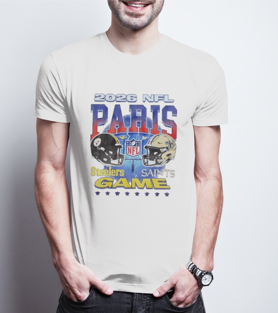 2026 NFL Paris Matchup Steelers Vs Saints Game T-Shirt