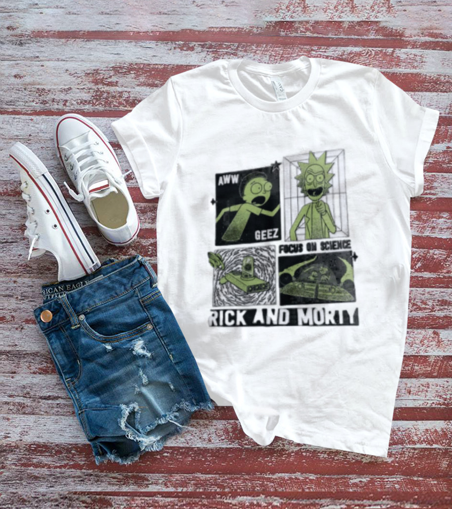 Aww Geez Rick And Morty Focus On Science Spaceship Portal T-Shirt