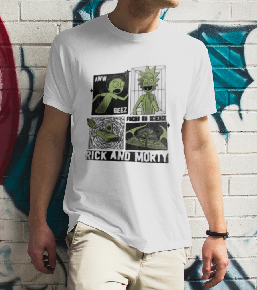 Aww Geez Rick And Morty Focus On Science Spaceship Portal T-Shirt