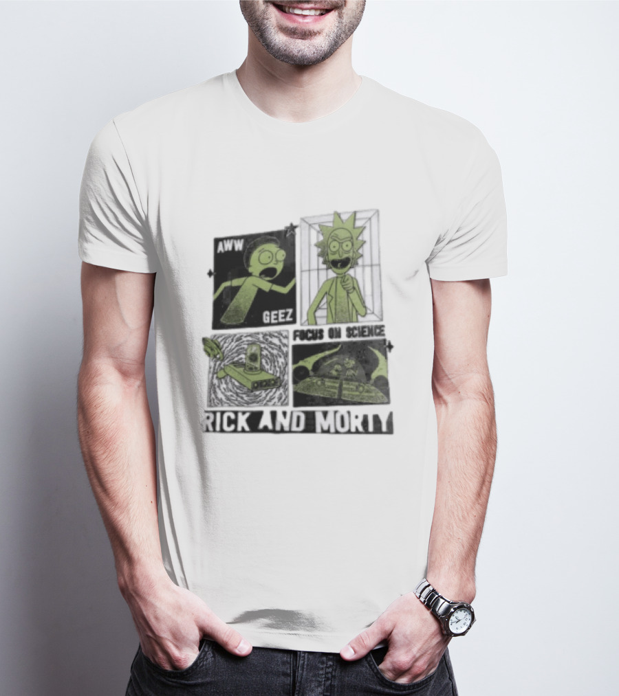 Aww Geez Rick And Morty Focus On Science Spaceship Portal T-Shirt