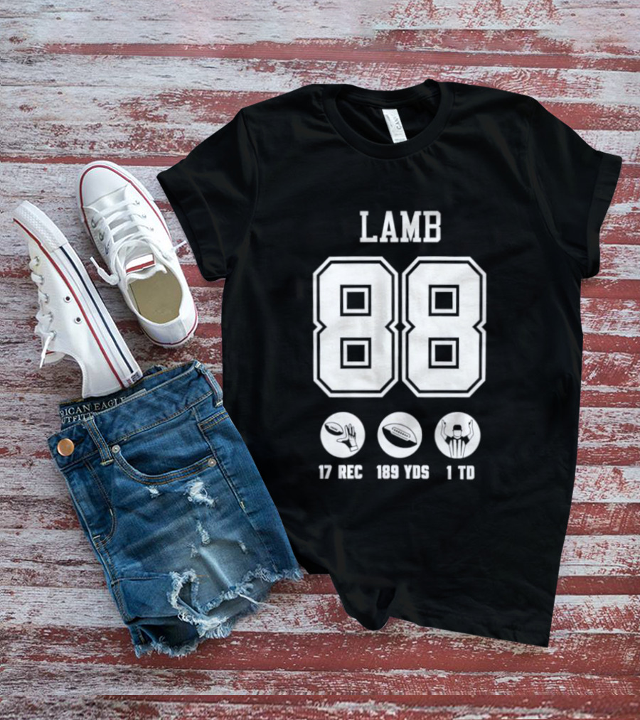 Dallas Cowboys CeeDee Lamb 88 17 Rec 189 Yds 1 Td T-Shirt