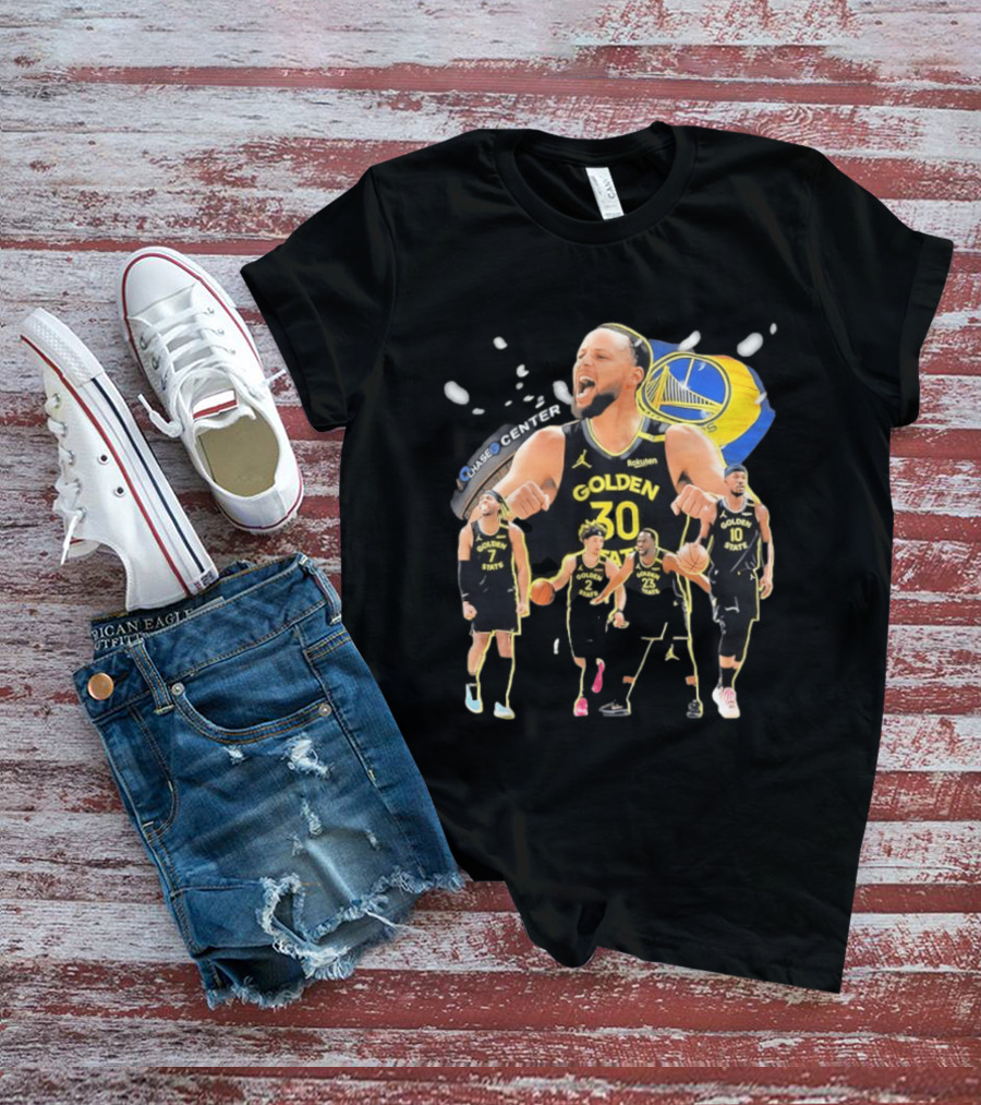 Golden State Warriors Players Collage Chase Center Basketball Team Number 30 23 10 7 T-Shirt