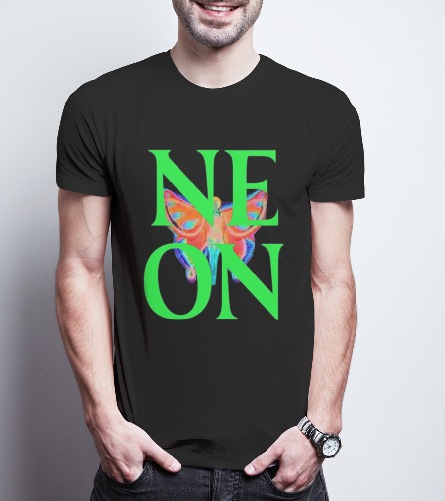 Neon Butterfly Interscope Store Colorful T-Shirt