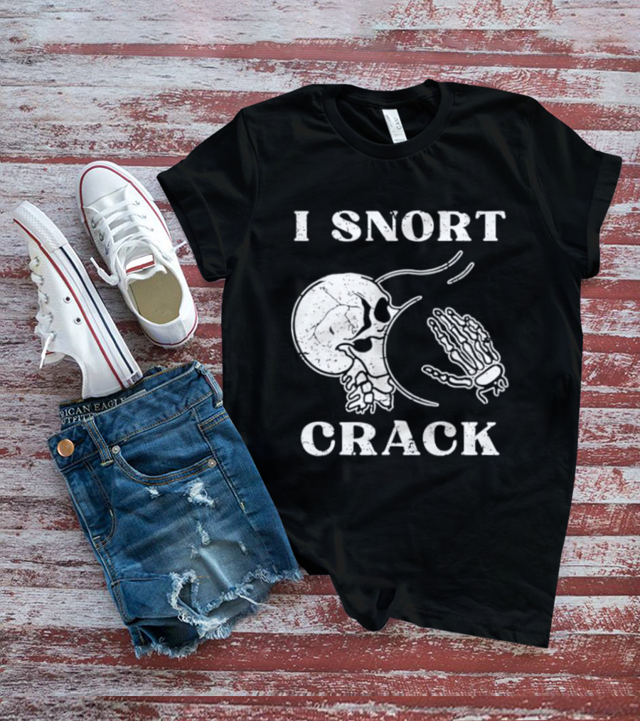 I Snort Crack Skull Skeleton Praying Hands T-Shirt