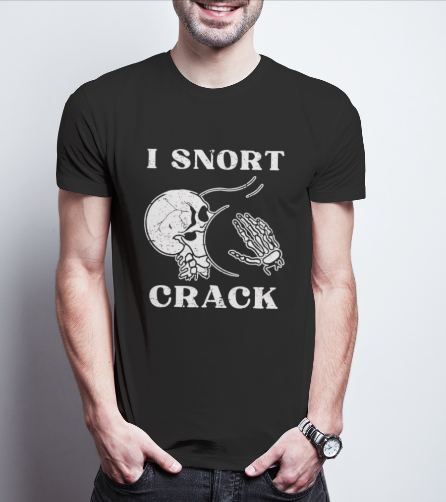 I Snort Crack Skull Skeleton Praying Hands T-Shirt