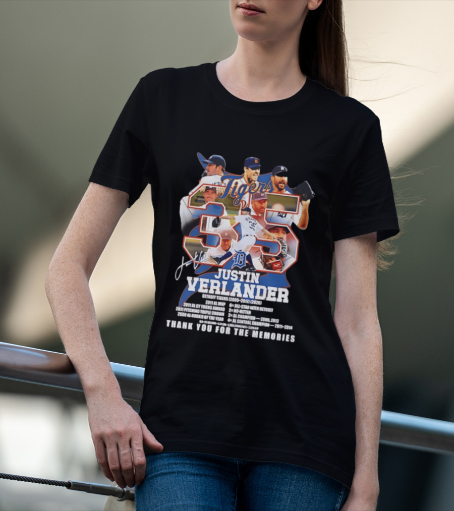 Detroit Tigers Justin Verlander 35 Thank You For The Memories 2026 T-Shirt
