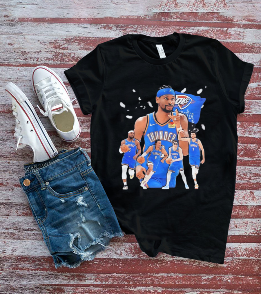 Oklahoma City Thunder 2026 NBA Players Collage With OKC Thunder Logo And Basketball Team Members T-Shirt