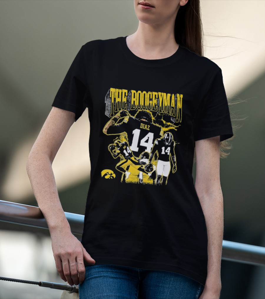 The Boogeyman Diaz No 14 Iowa Hawkeyes Football T-Shirt