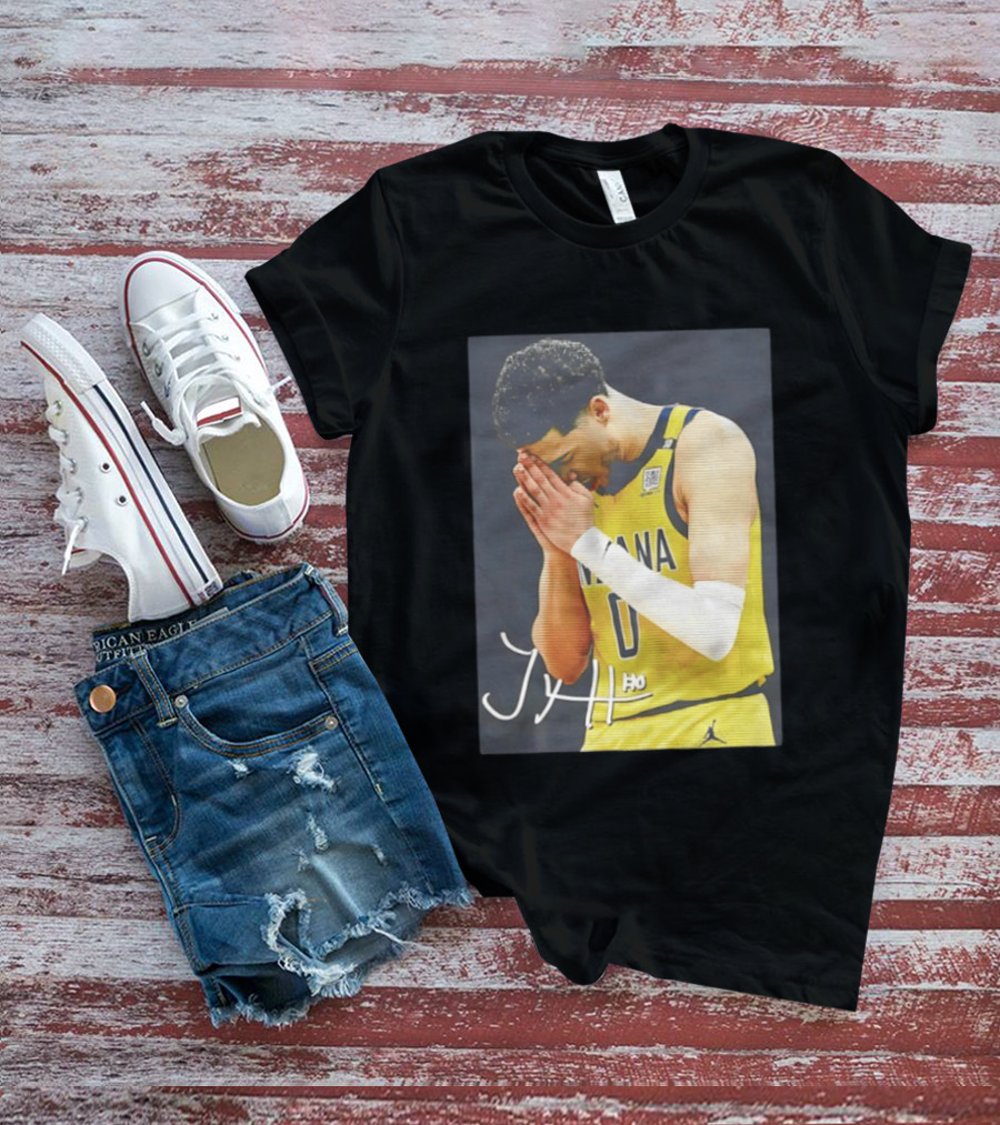 Tyrese Haliburton Indiana Pacers Praying NBA 0 JH Signature T-Shirt