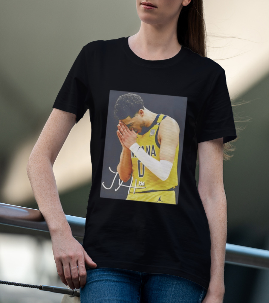 Tyrese Haliburton Indiana Pacers Praying NBA 0 JH Signature T-Shirt