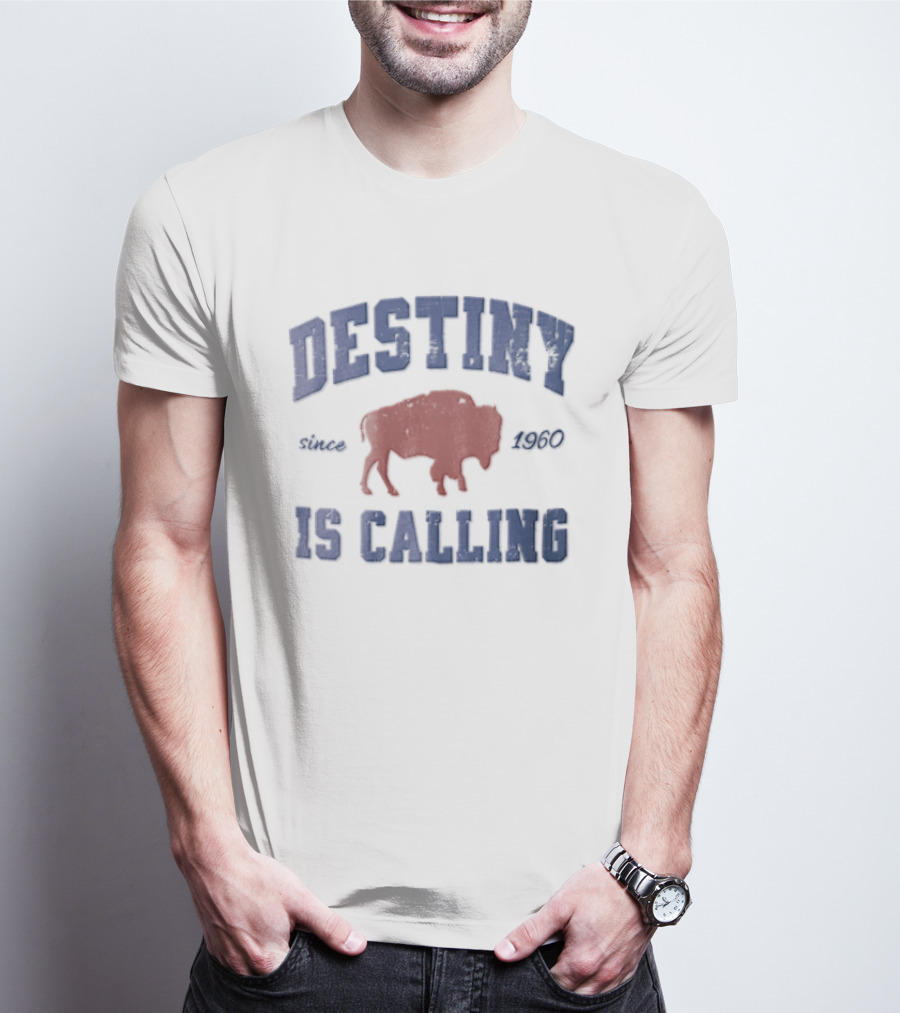 Destiny Is Calling 1960 Buffalo Bills Red Buffalo Distressed T-Shirt