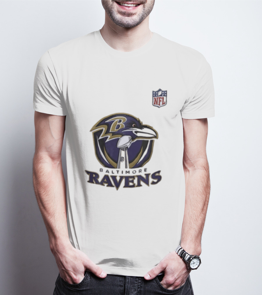 Baltimore Ravens Lamar Jackson 8 NFL Logo Ravens Football T-Shirt