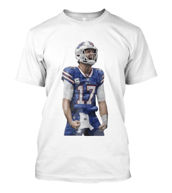Buffalo Bills Josh Allen 17 Celebrating Football Watercolor T-Shirt