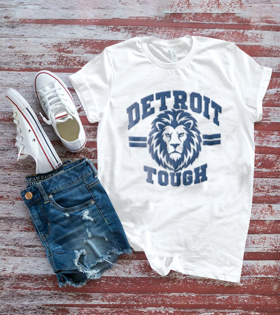Detroit Tough Blue Lion Head T-Shirt