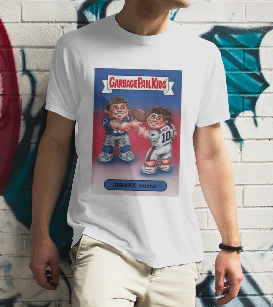 Garbage Pail Kids Drake Maye New England Patriots 10 T-Shirt