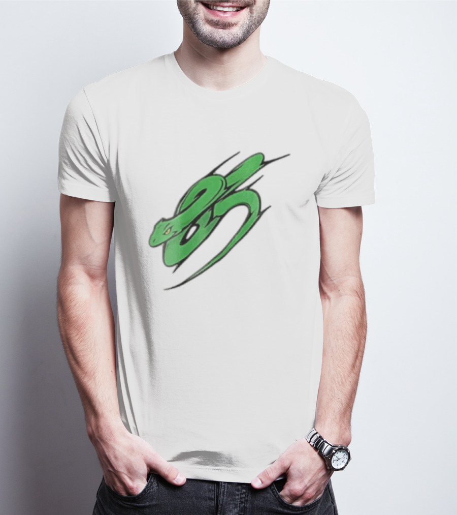 Green Snake Shaped Number Five Serpent T-Shirt