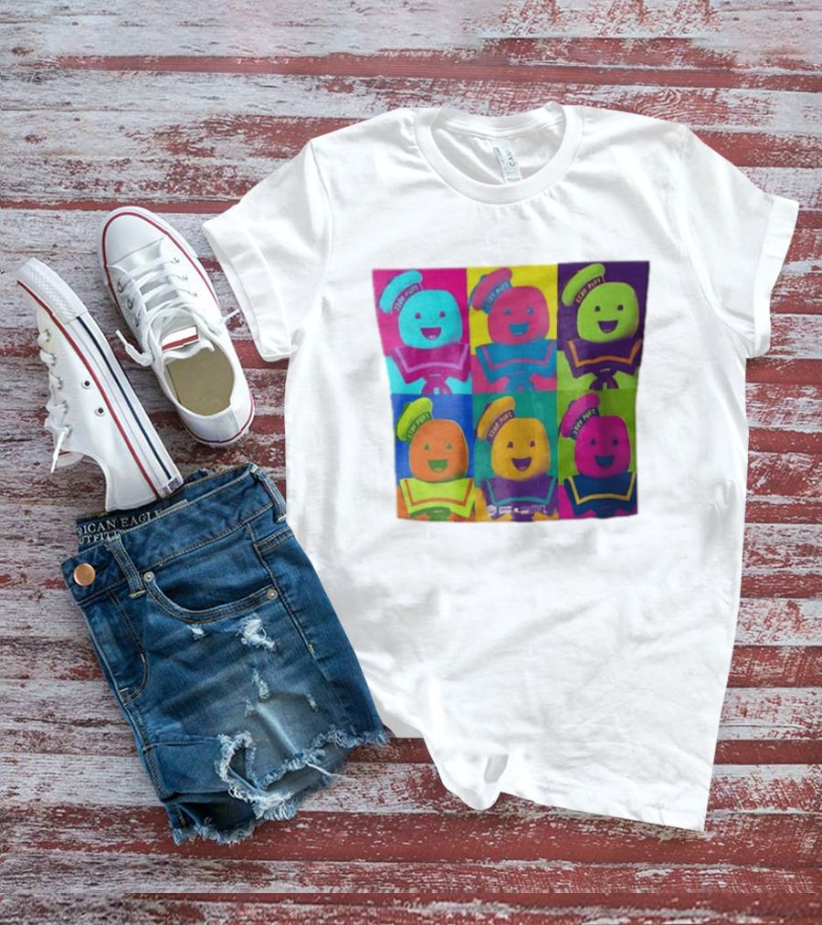 Movie Ghostbusters Stay Puft Marshmallow Man Six Colorful Pop Portraits T-Shirt