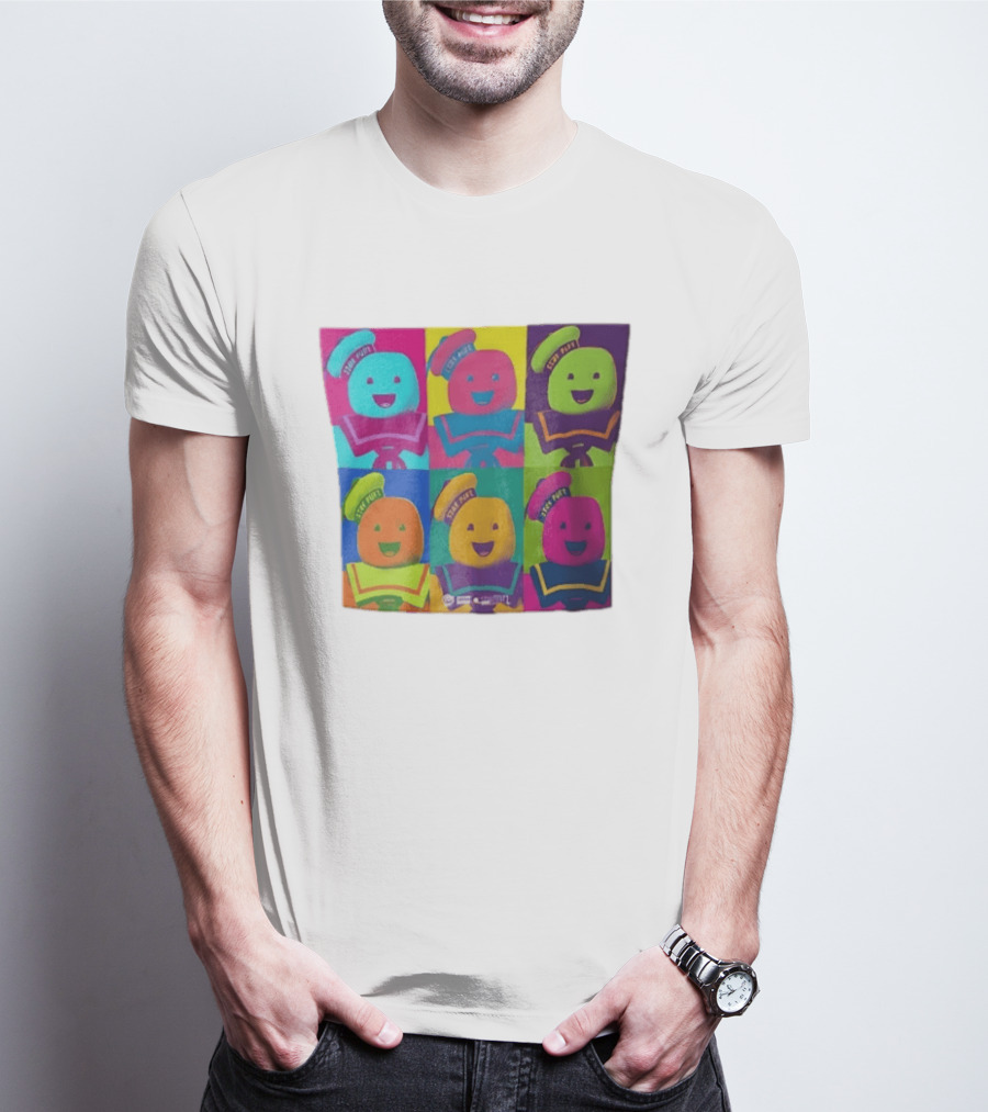 Movie Ghostbusters Stay Puft Marshmallow Man Six Colorful Pop Portraits T-Shirt