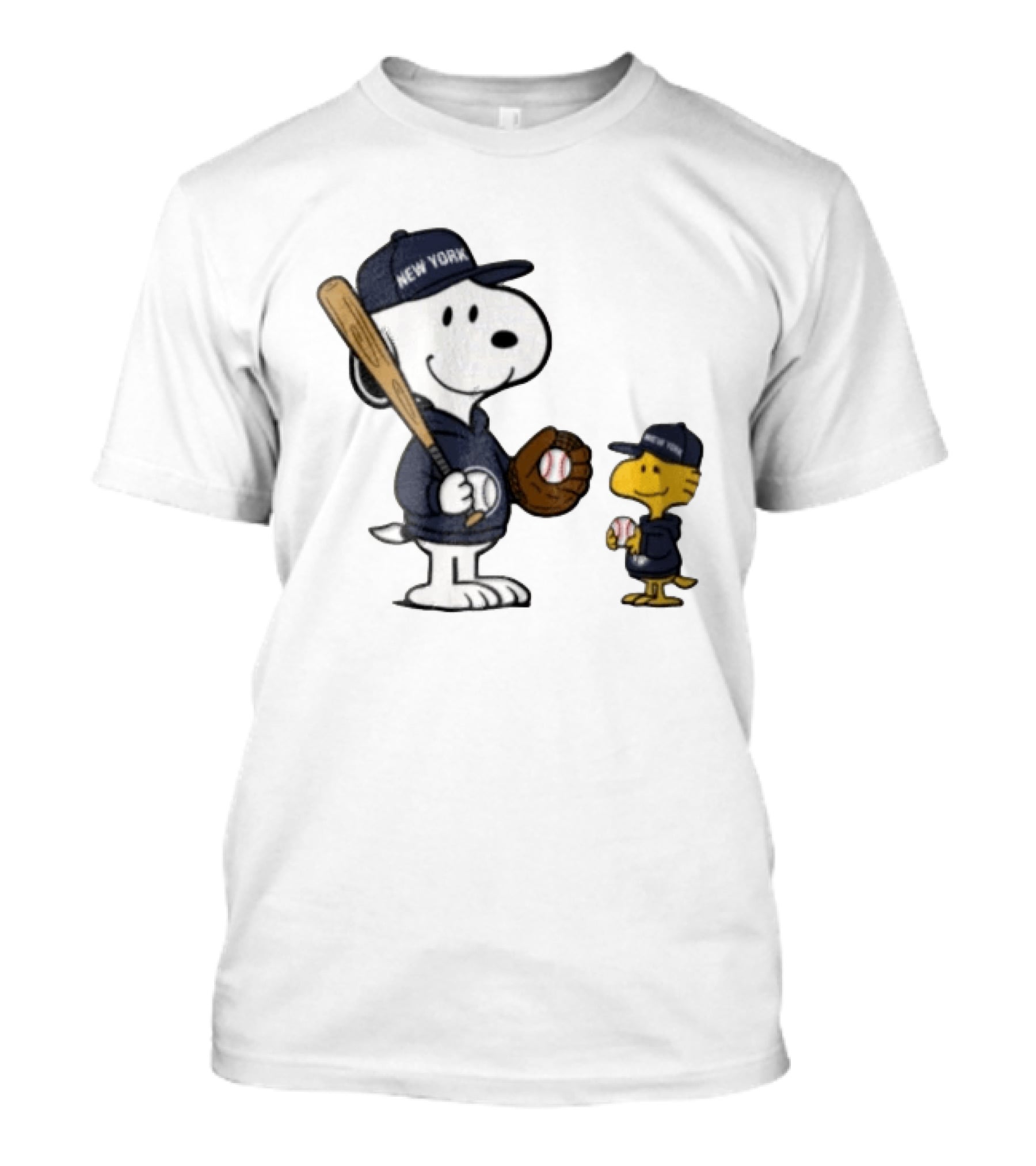 New York Yankees Snoopy Woodstock Baseball Cartoon Peanuts Sports Fan Collection T-Shirt