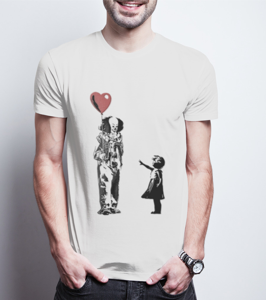 Pennywise Clown And Child With Red Heart Balloon T-Shirt