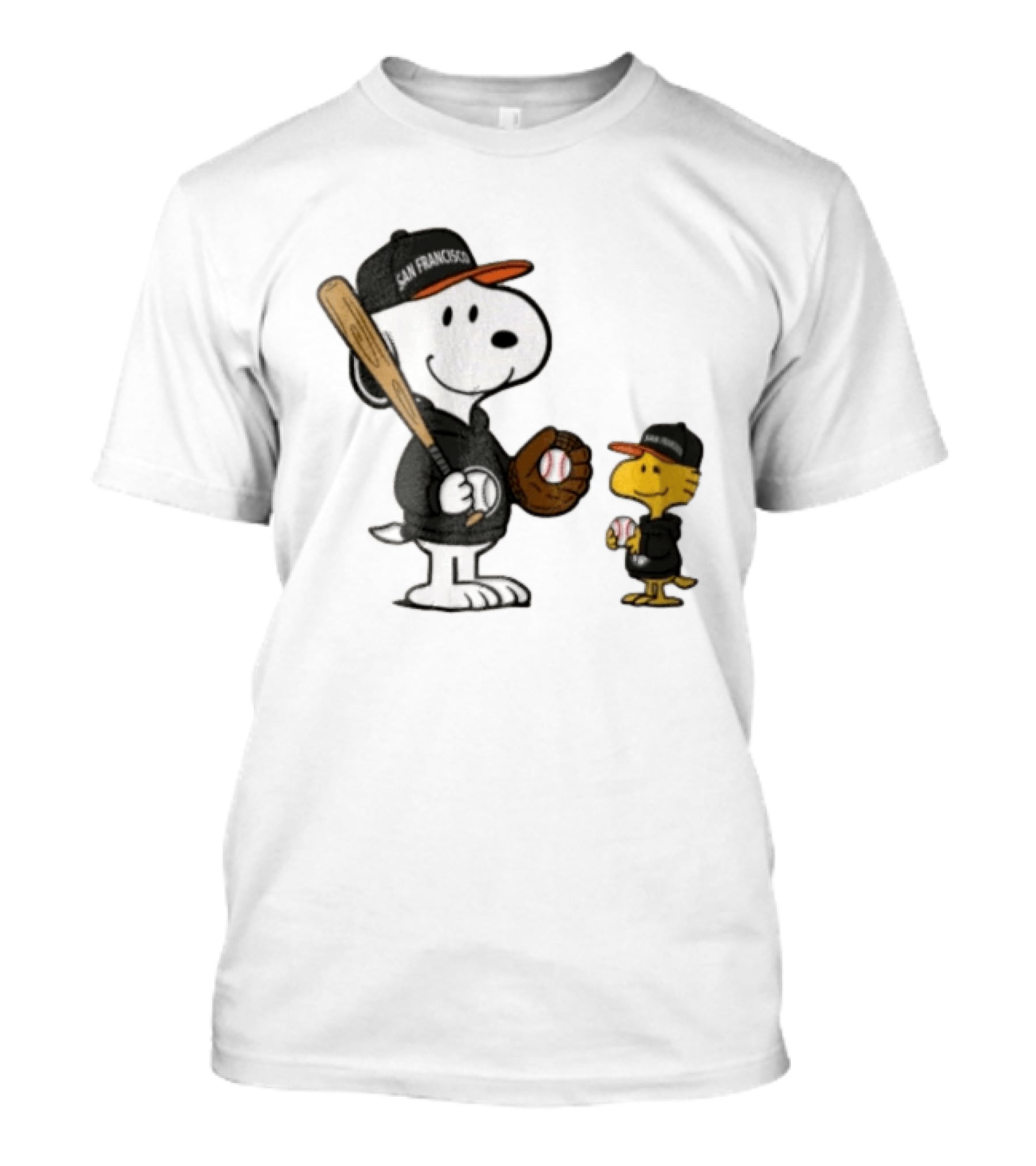 San Francisco Giants Snoopy Woodstock Baseball Caps Peanuts Characters T-Shirt