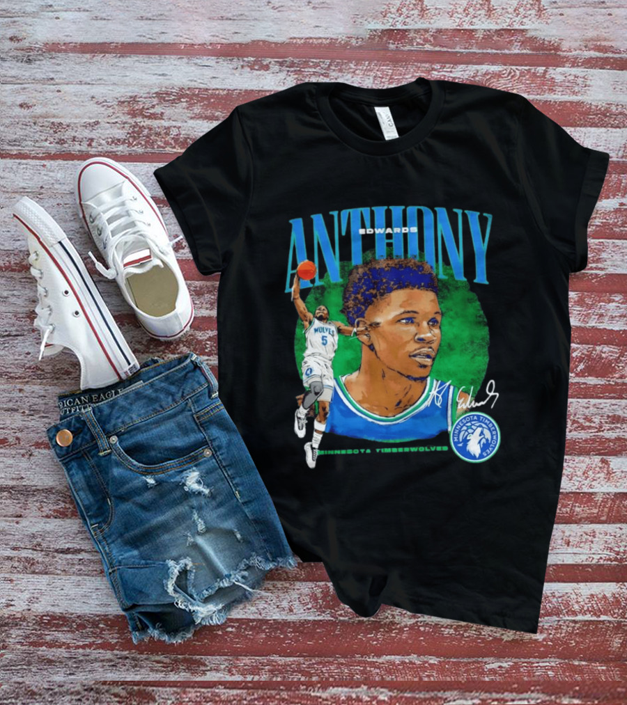 Anthony Edwards No 5 Minnesota Timberwolves Basketball Star Wolves T-Shirt