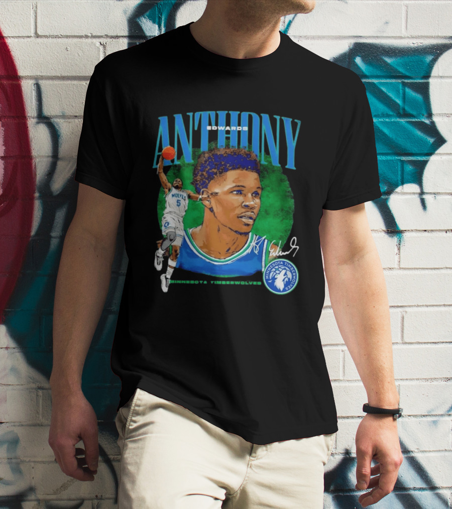 Anthony Edwards No 5 Minnesota Timberwolves Basketball Star Wolves T-Shirt