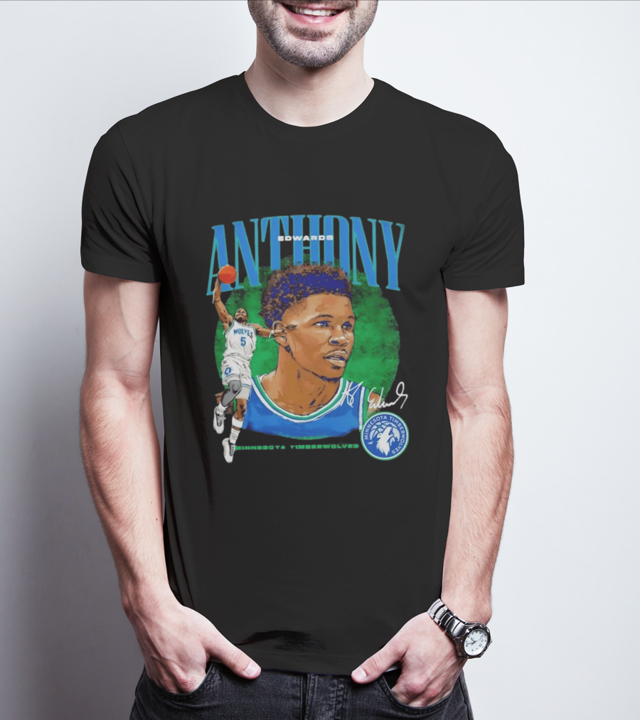 Anthony Edwards No 5 Minnesota Timberwolves Basketball Star Wolves T-Shirt