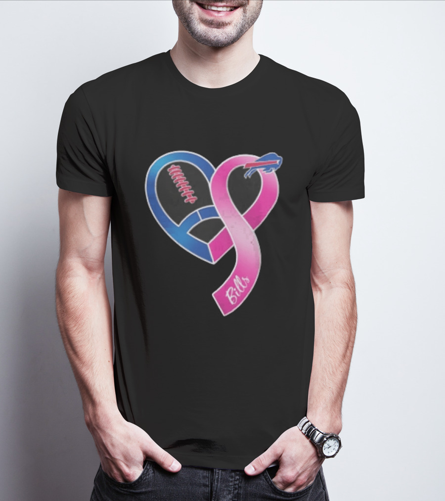 Buffalo Bills Heart Shaped Football Pink Ribbon T-Shirt