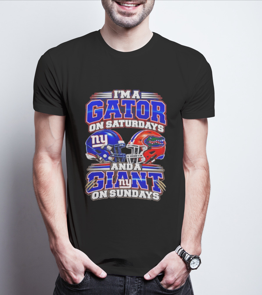 I'm A Gator On Saturdays And A Giant On Sundays NY Helmets T-Shirt
