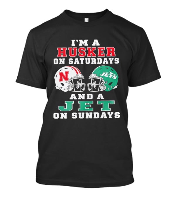 I'm A Husker On Saturdays Nebraska Fan And A Jet On Sundays New York Supporter Football Helmets T-Shirt
