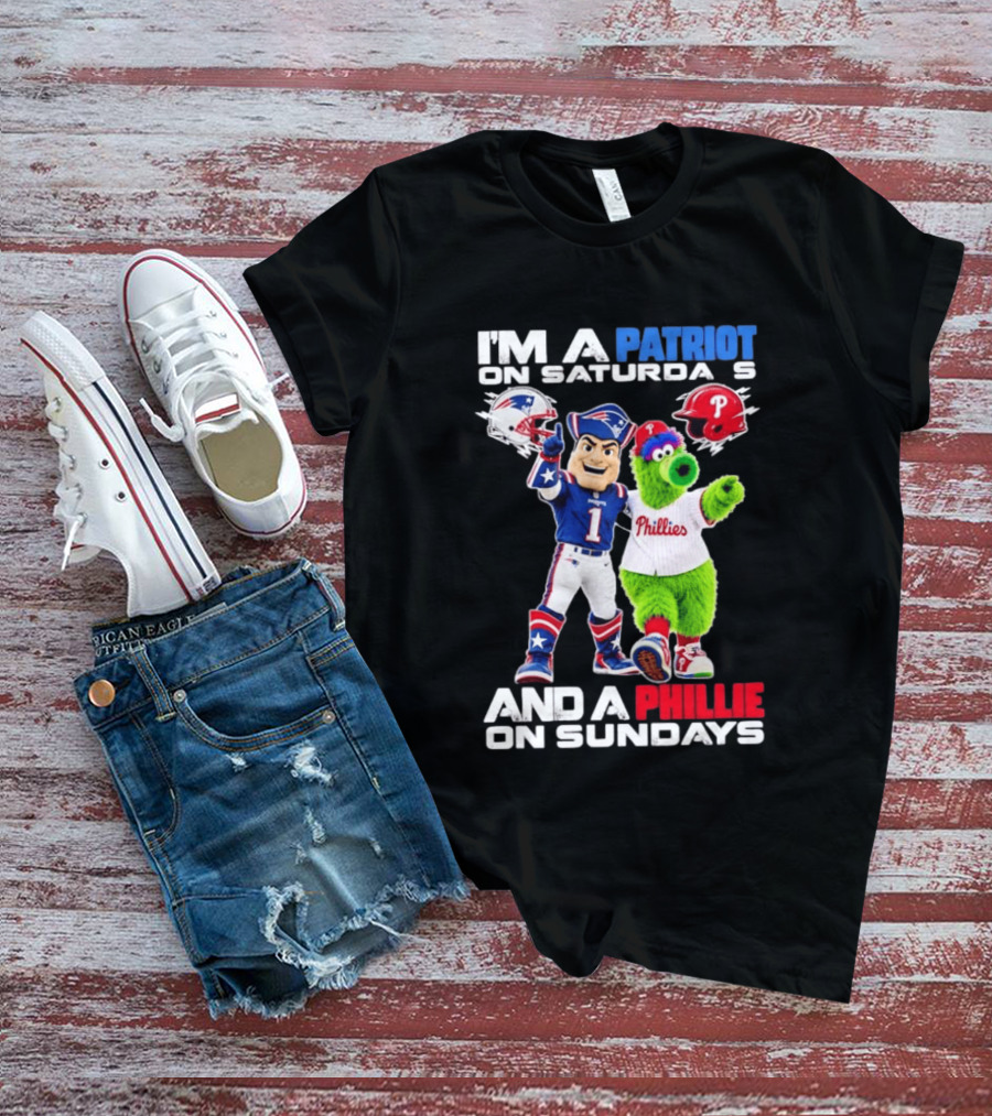 Patriot Saturdays Phillie Sundays Mascots Patriots Phillies T-Shirt