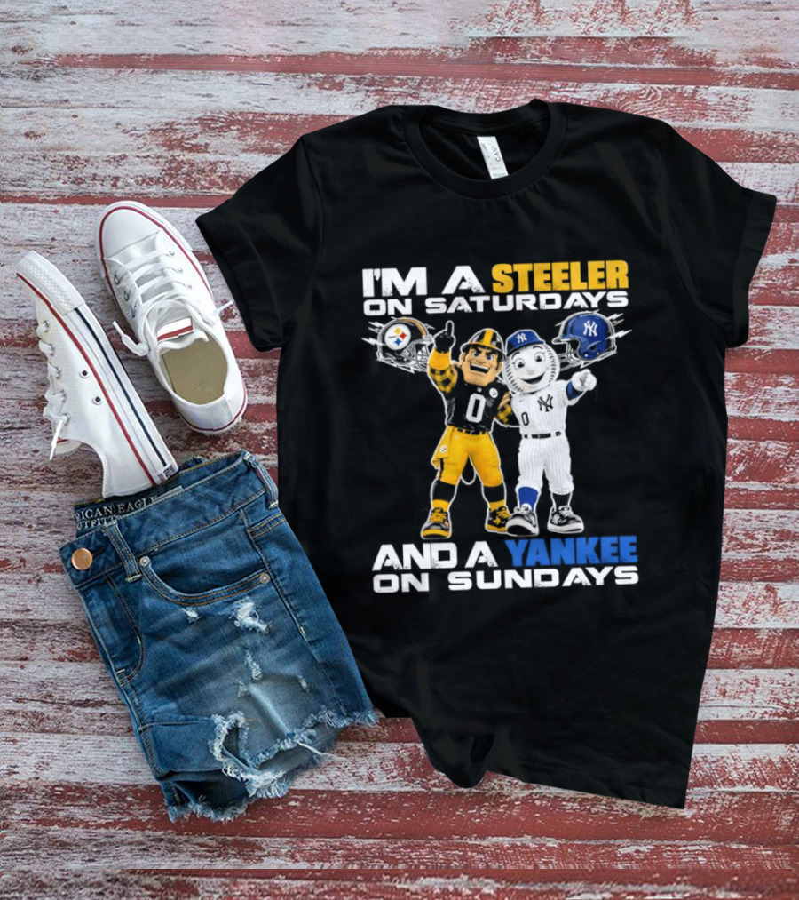 I'm A Steeler On Saturdays And A Yankee On Sundays Football Baseball Mascots T-Shirt