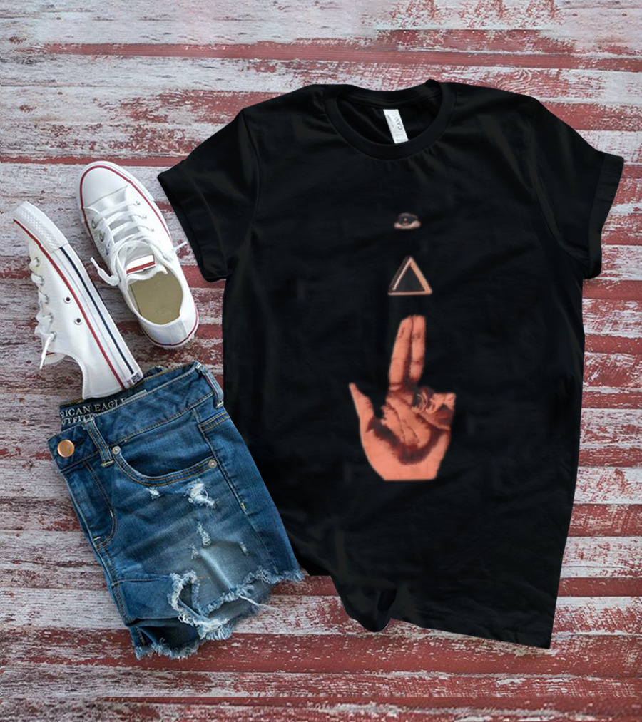Hand Making Gun Gesture With Pyramid Eye T-Shirt