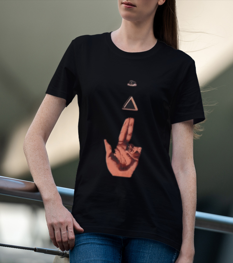 Hand Making Gun Gesture With Pyramid Eye T-Shirt