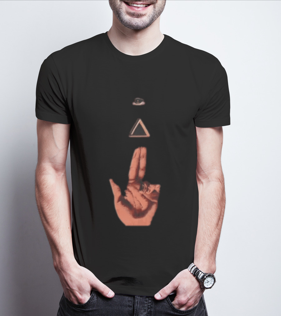 Hand Making Gun Gesture With Pyramid Eye T-Shirt