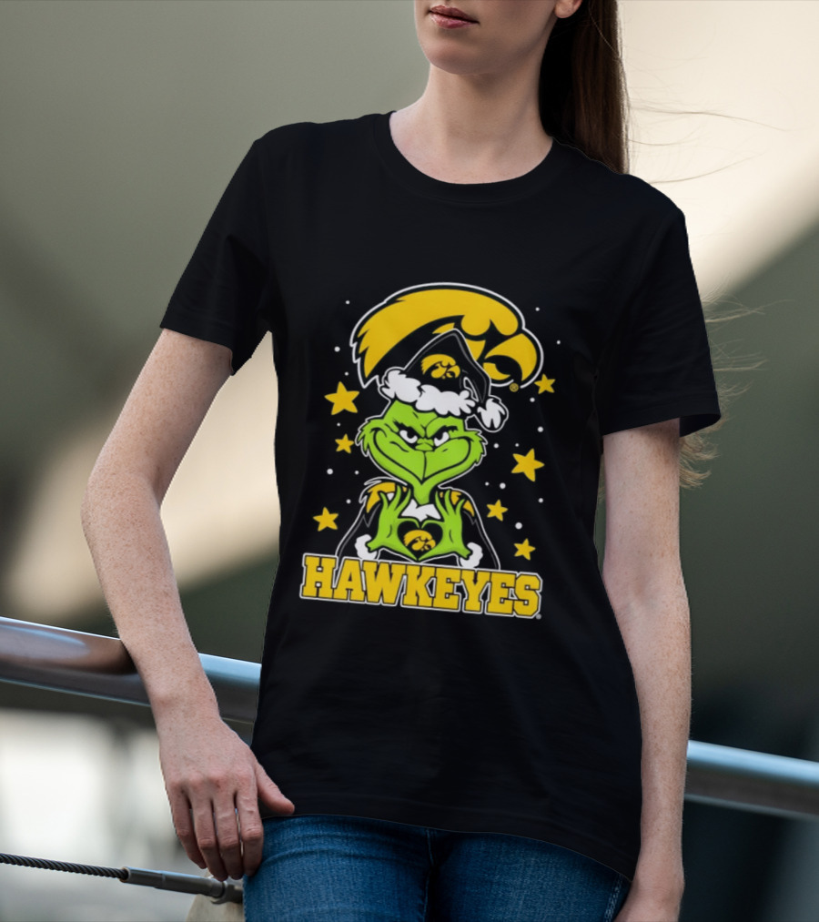 Iowa Hawkeyes Grinch Christmas NCAA Fan Gear T-Shirt