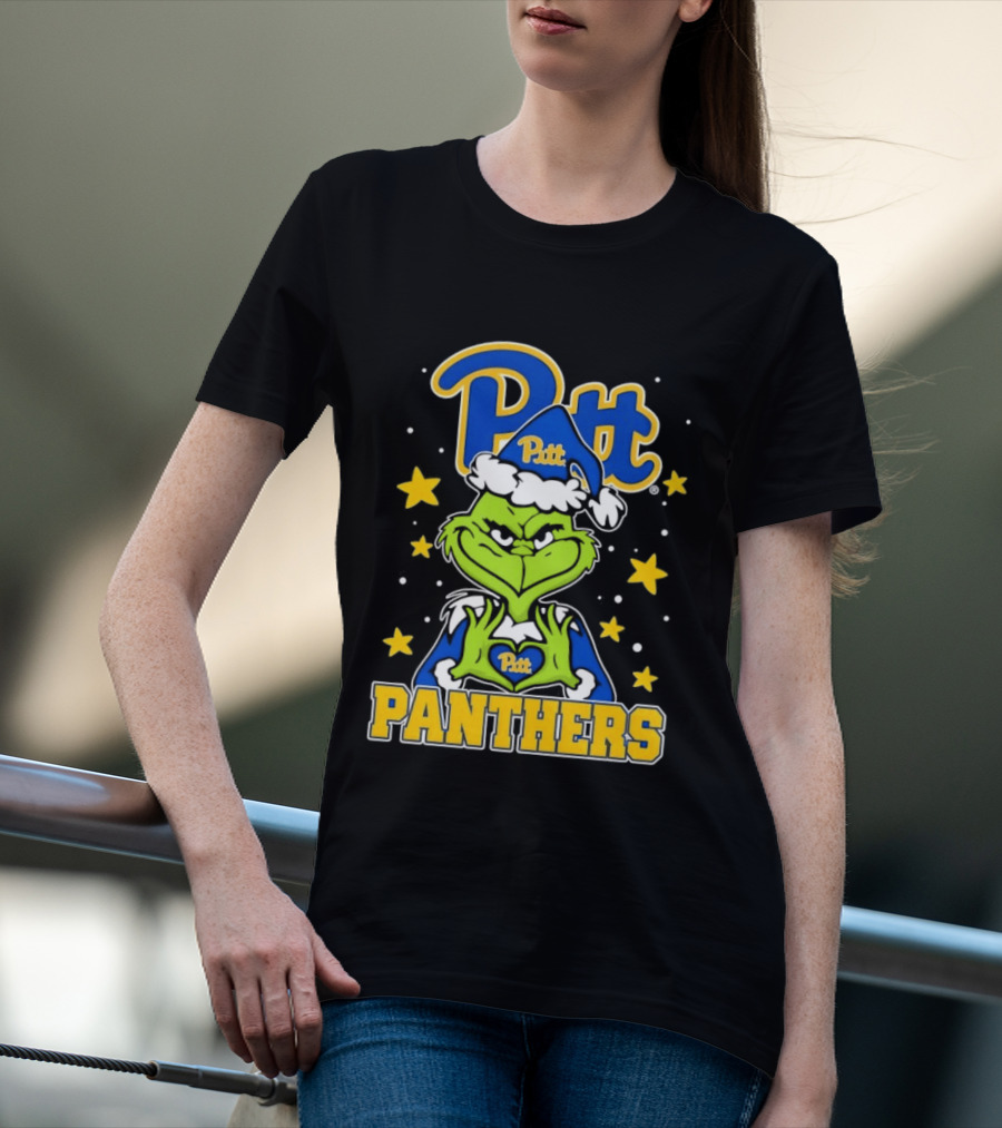 Pitt Panthers The Grinch Heart Hands University Of Pittsburgh T-Shirt